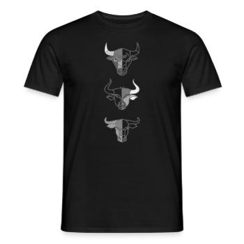 3 Rinder Tierkopf Motiv Aufdruck - Männer T-Shirt - Schwarz - Vorne - AI Model Male 178 light (178cm)