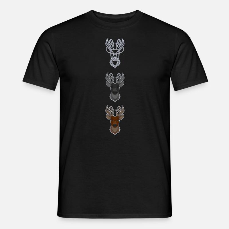 Rothirsch Geweih mit Hirschgeweih - Männer T-Shirt - Schwarz