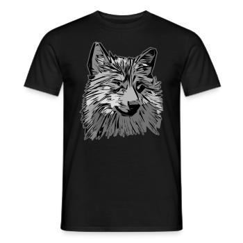 Tête de loup motif d’animal sauvage imprimé avec loup - T-shirt homme - noir - Devant - AI Model Male 178 light (178cm)
