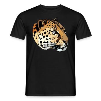 Leopard animal head predator animal motif with wild animals - Men's T-Shirt - black - Front - AI Model Male 178 light (178cm)