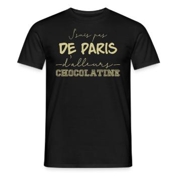 Pain au chocolat VS Chocolatine - T-shirt homme - noir - Devant - AI Model Male 178 light (178cm)