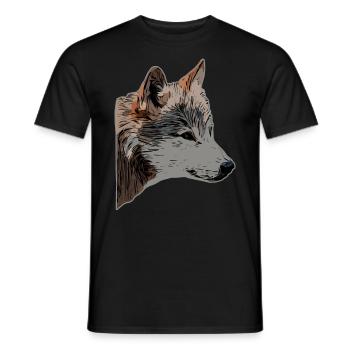 Tête de loup motif d’animal sauvage imprimé avec loup - T-shirt homme - noir - Devant - AI Model Male 178 light (178cm)