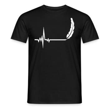 Plume Battement de Coeur dessiné à la main - T-shirt homme - noir - Devant - AI Model Male 178 light (178cm)