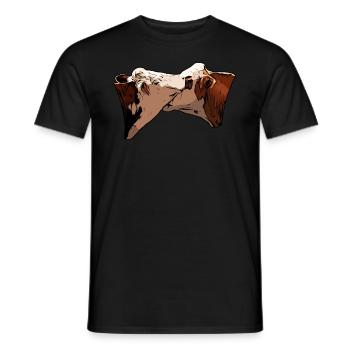 2 Rind Tierkopf Motiv Aufdruck mit Stier - Männer T-Shirt - Schwarz - Vorne - AI Model Male 178 light (178cm)