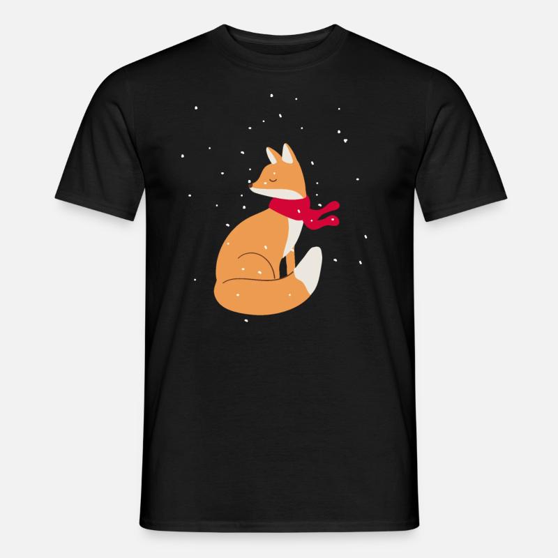 Fuchs Winter Schal Schneeflocken fox scarf xmas - Männer T-Shirt - Schwarz