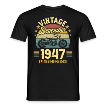 Vintage December 1947 75 years anniversary - Men's T-Shirt - black - Front - AI Model Male 178 light (178cm)