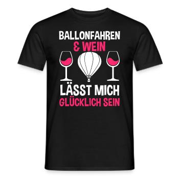 Ballonfahren Wein Luftfahrt Ballonfahrer Heißluftb - Männer T-Shirt - Schwarz - Vorne - AI Model Male 178 light (178cm)