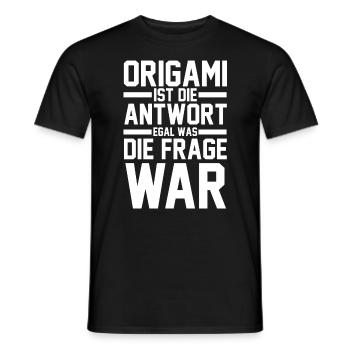 Origami ist die Antwort egal was die Frage war - Männer T-Shirt - Schwarz - Vorne - AI Model Male 178 light (178cm)