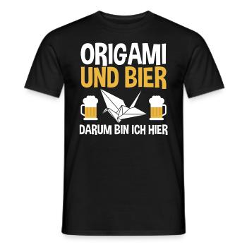Origami und Bier darum bin ich hier - Männer T-Shirt - Schwarz - Vorne - AI Model Male 178 light (178cm)