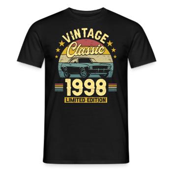 Voiture Vintage 1998 25 Ans Anniversaire - T-shirt homme - noir - Devant - AI Model Male 178 light (178cm)