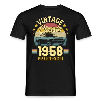Voiture Vintage 1958 65 Ans Anniversaire - T-shirt homme - noir - Devant - AI Model Male 178 light (178cm)