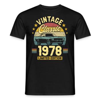 Car Vintage 1978 45 Years Anniversary - Men's T-Shirt - black - Front - AI Model Male 178 light (178cm)