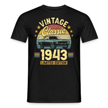 Car Vintage 1943 80 Years Anniversary - Men's T-Shirt - black - Front - AI Model Male 178 light (178cm)