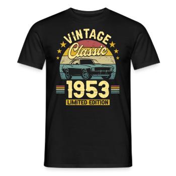 Car Vintage 1953 70 Years Anniversary - Men's T-Shirt - black - Front - AI Model Male 178 light (178cm)