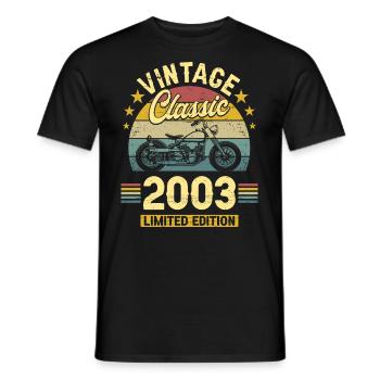 Vintage Motorrad 2003 20 Jahre Jubiläum - Männer T-Shirt - Schwarz - Vorne - AI Model Male 178 light (178cm)