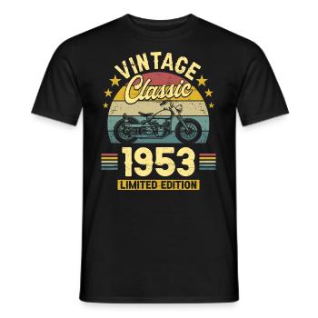 Oldtimer Motorrad 1953 70 Jahre Jubiläum - Männer T-Shirt - Schwarz - Vorne - AI Model Male 178 light (178cm)