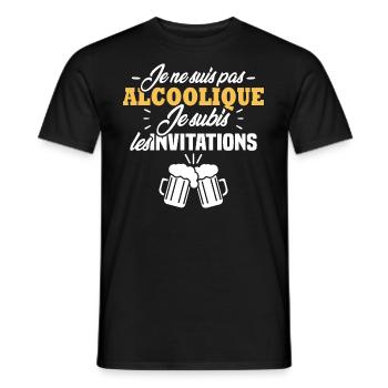 Je ne suis pas alcoolique je subis les invitations - T-shirt homme - noir - Devant - AI Model Male 178 light (178cm)