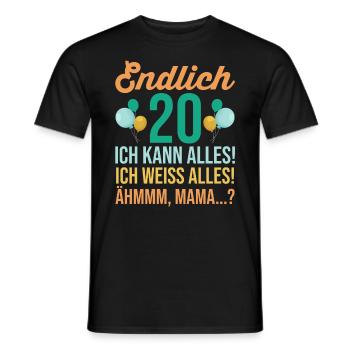 Zwanzig 20 Jahre Zwanzigster Geburtstag - Männer T-Shirt - Schwarz - Vorne - AI Model Male 178 light (178cm)