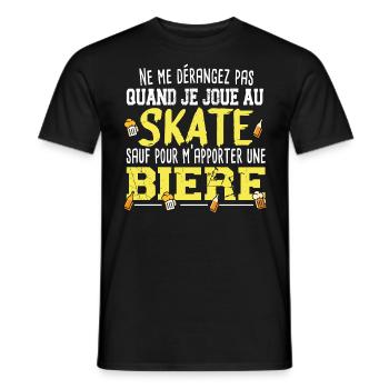 Skate Bière Skateboard Alcool Cadeau Humour Apéro - T-shirt homme - noir - Devant - AI Model Male 178 light (178cm)