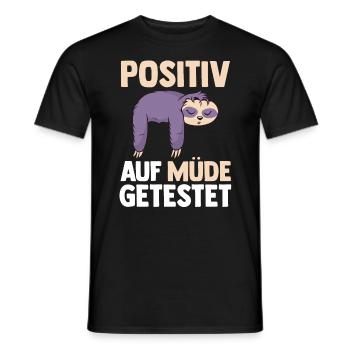 Tested positive for tired sloth - Men's T-Shirt - black - Front - AI Model Male 178 light (178cm)
