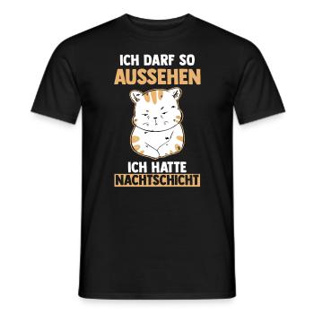 Ich Darf So Aussehen Ich Hatte Nachtschicht Katze - Männer T-Shirt - Schwarz - Vorne - AI Model Male 178 light (178cm)