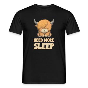 Sleeping Scottish Highland Cow Cattle Cow - Men's T-Shirt - black - Front - AI Model Male 178 light (178cm)