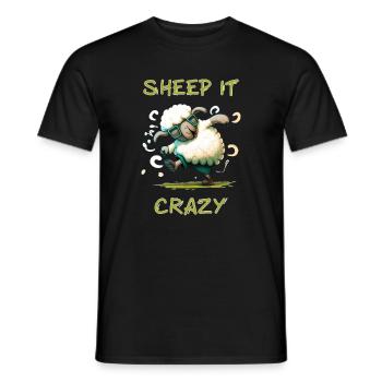 Sheep it Crazy - Men's T-Shirt - black - Front - AI Model Male 178 light (178cm)