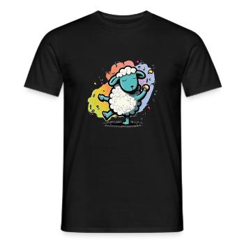 Lustige Bunte Schafe - Männer T-Shirt - Schwarz - Vorne - AI Model Male 178 light (178cm)