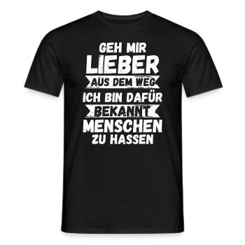Geh Mir Lieber Aus Dem Weg Ich Hasse Menschen - Männer T-Shirt - Schwarz - Vorne - AI Model Male 178 light (178cm)