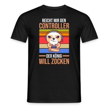 Reicht Mir Den Controller Der König Will Zocken - Männer T-Shirt - Schwarz - Vorne - AI Model Male 178 light (178cm)
