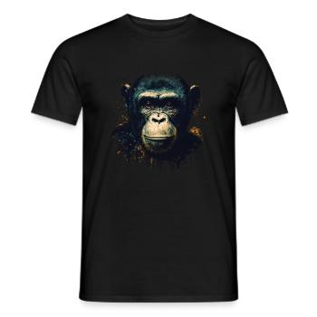 Portrait de singe chimpanzé - T-shirt homme - noir - Devant - AI Model Male 178 light (178cm)