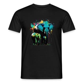 Elephant Family - Men's T-Shirt - black - Front - AI Model Male 178 light (178cm)