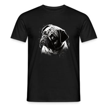 Mops-schablonen-design Weiß Und Schwarz - Männer T-Shirt - Schwarz - Vorne - AI Model Male 178 light (178cm)