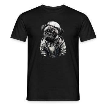 Mops-schablonen-design Weiß Und Schwarz - Männer T-Shirt - Schwarz - Vorne - AI Model Male 178 light (178cm)