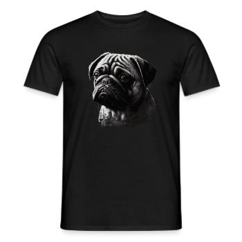Mops-schablonen-design Weiß Und Schwarz - Männer T-Shirt - Schwarz - Vorne - AI Model Male 178 light (178cm)