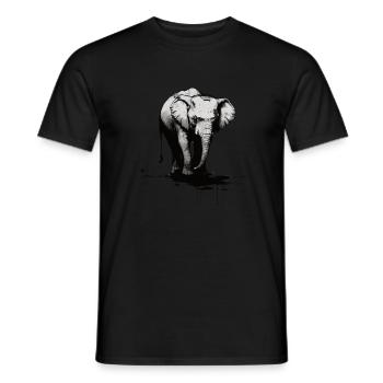 Elephant Artful stencil printing - Men's T-Shirt - black - Front - AI Model Male 178 light (178cm)