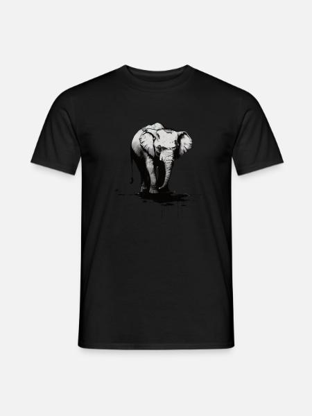 Elephant Artful stencil printing - Men's T-Shirt - black