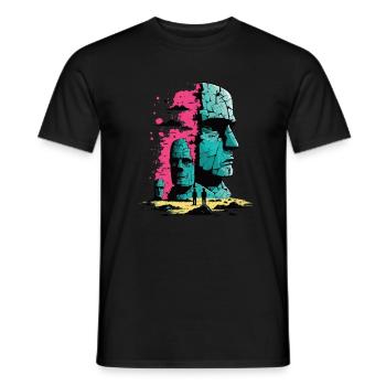 Rapa Nui Moai Head Statue Easter Island - Men's T-Shirt - black - Front - AI Model Male 178 light (178cm)