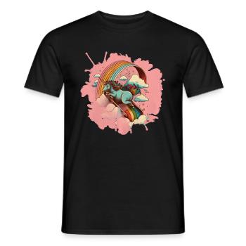 Unicorn slides down a rainbow slide - Men's T-Shirt - black - Front - AI Model Male 178 light (178cm)
