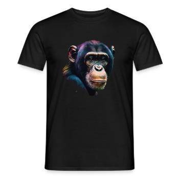 Portrait de singe chimpanzé - T-shirt homme - noir - Devant - AI Model Male 178 light (178cm)