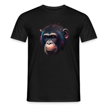 Portrait de singe chimpanzé - T-shirt homme - noir - Devant - AI Model Male 178 light (178cm)