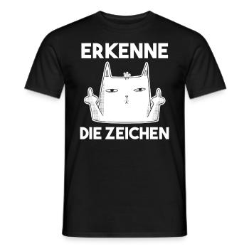 Erkenne Die Zeichen Mittelfinger Katze - Männer T-Shirt - Schwarz - Vorne - AI Model Male 178 light (178cm)