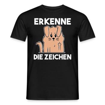 Erkenne Die Zeichen Mittelfinger Hund - Männer T-Shirt - Schwarz - Vorne - AI Model Male 178 light (178cm)