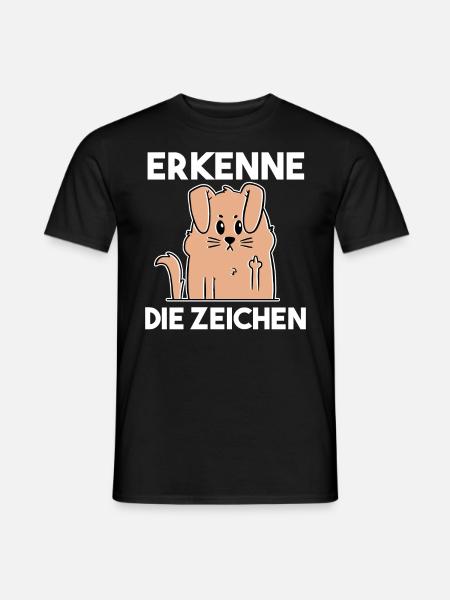 Erkenne Die Zeichen Mittelfinger Hund - Männer T-Shirt - Schwarz