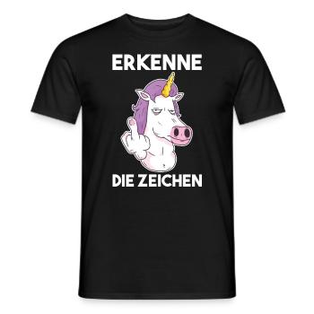 Erkenne Die Zeichen Einhorn - Männer T-Shirt - Schwarz - Vorne - AI Model Male 178 light (178cm)