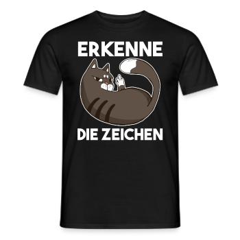 Erkenne Die Zeichen Katze - Männer T-Shirt - Schwarz - Vorne - AI Model Male 178 light (178cm)