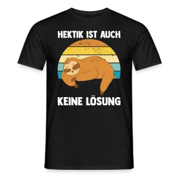 Hektik Ist Auch Keine Lösung Faultier - Männer T-Shirt - Schwarz - Vorne - AI Model Male 178 light (178cm)