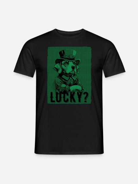 Lucky? Beagle Dog St. Patty - Men's T-Shirt - black
