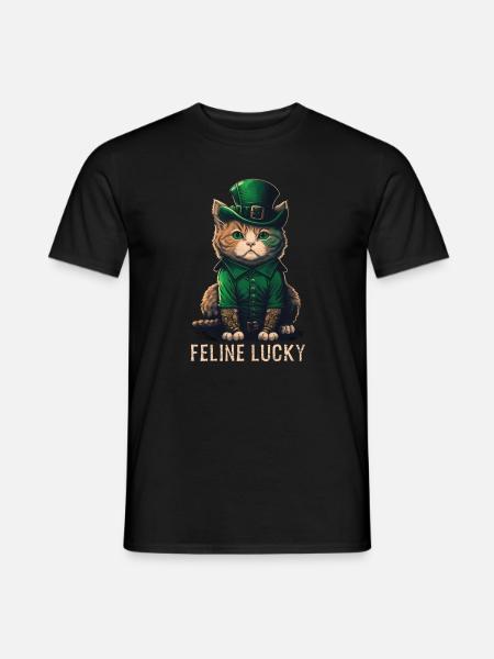 Feline Lucky St. Patty Day - Männer T-Shirt - Schwarz