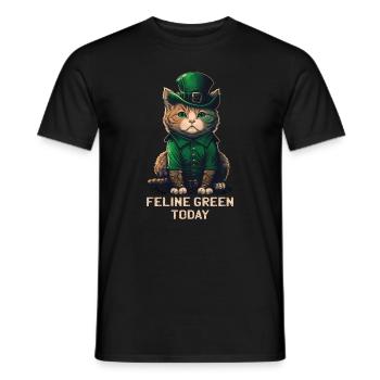 Feline Green Today St. Patty Day - Men's T-Shirt - black - Front - AI Model Male 178 light (178cm)